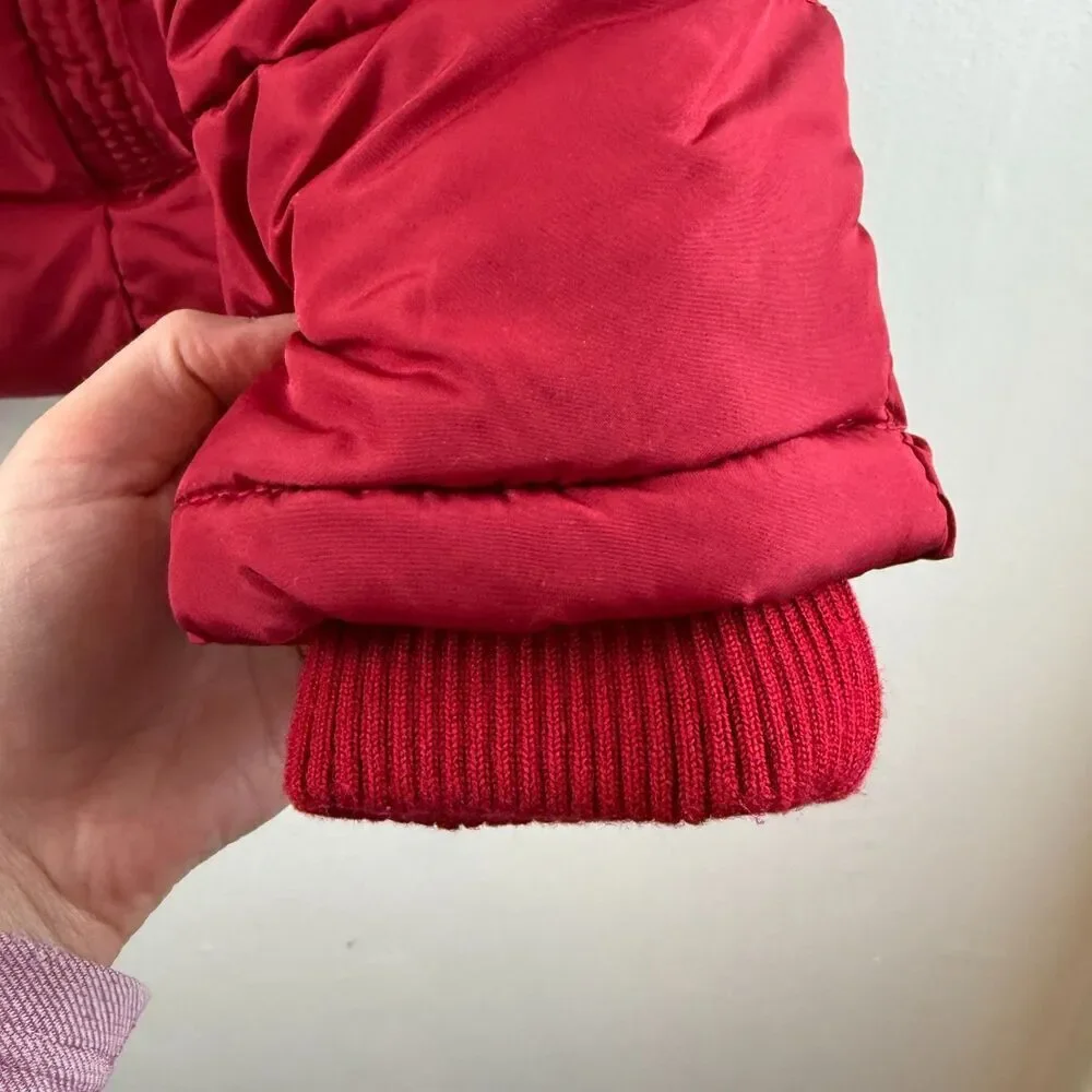 Y2K Vintage Aeropostale Jacket Faux Fur Hood Puffer Red Preppy Womens Small